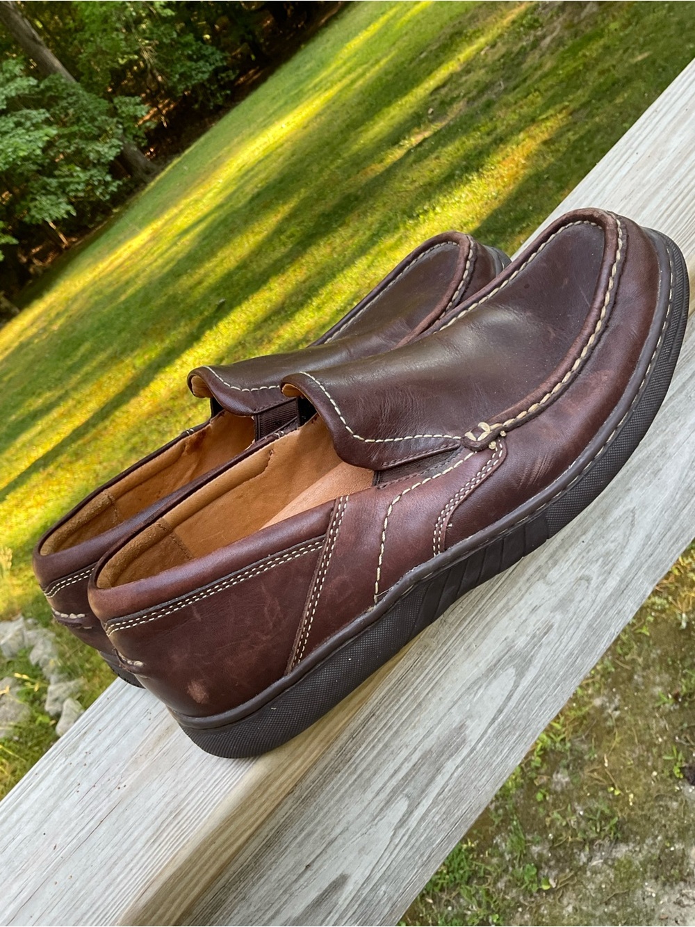 Tommy Bahama Dark Brown Leather Slip-On Loafers